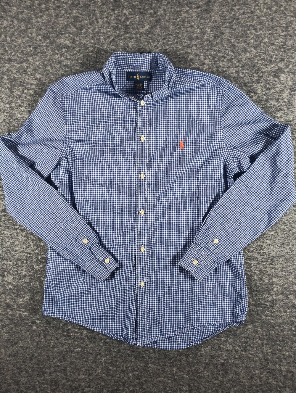 Polo Ralph Lauren, blue checked button up shirt, boy's XL 18/20
